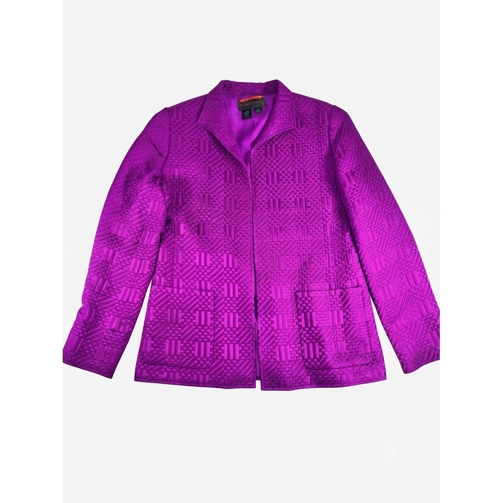 Nina McLemore Magenta Silk Cotton Brocade Blazer Jacket Women's Size 6